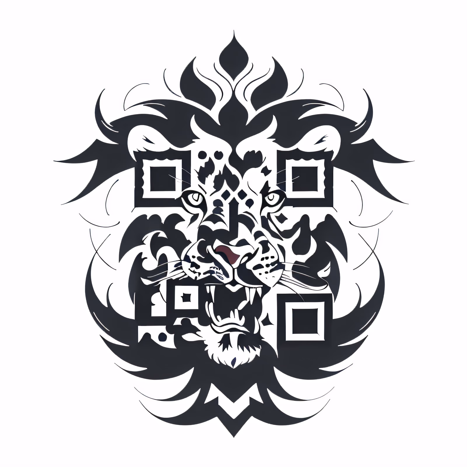 Roaring Lion Crest Tattoo QR Code for Temporary Tattoos — image 1