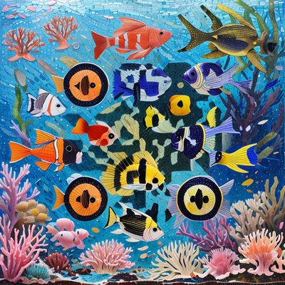 Coral Reef Fish Mosaic QR Code Art