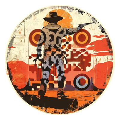 Cowboy Target Shooting Vector QR Code for Stickers