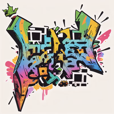 Rainbow Graffiti Lettering QR Code for Stickers — image 1