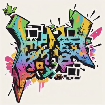 Rainbow Graffiti Lettering QR Code for Stickers