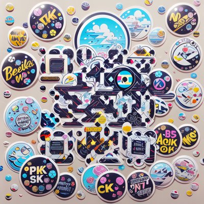Sticker Bomb Round Badges QR Code for Stickers