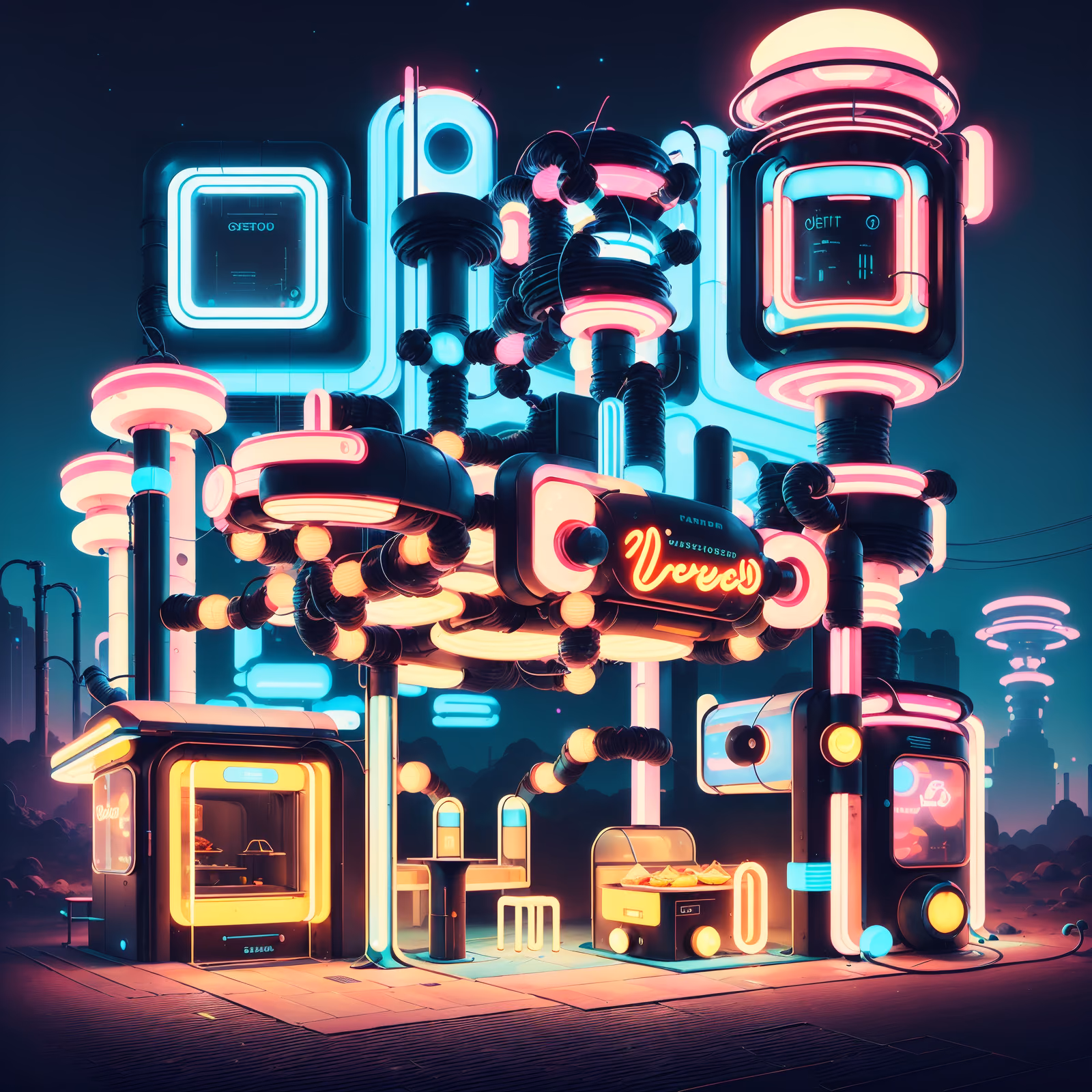 Neon Burger Shack Retrofuturism QR Code for Posters — image 1