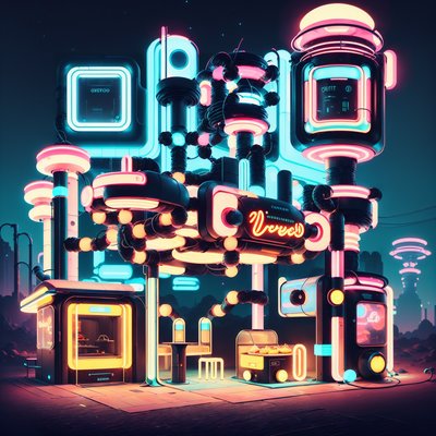 Neon Burger Shack Retrofuturism QR Code for Posters
