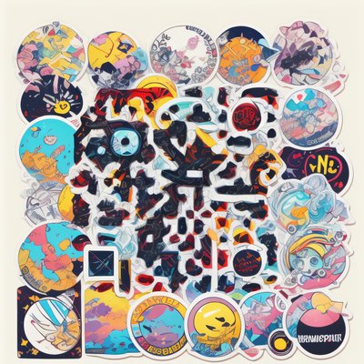 Sticker Bomb Collage Abstract QR Code for Stickers