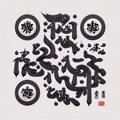 Каллиграфия кистью и чернильные мазки: QR-код в восточном стиле — изображение 1