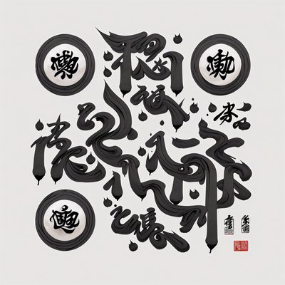 毛笔书法墨迹符号二维码艺术