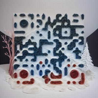 雪景纸卷画二维码艺术