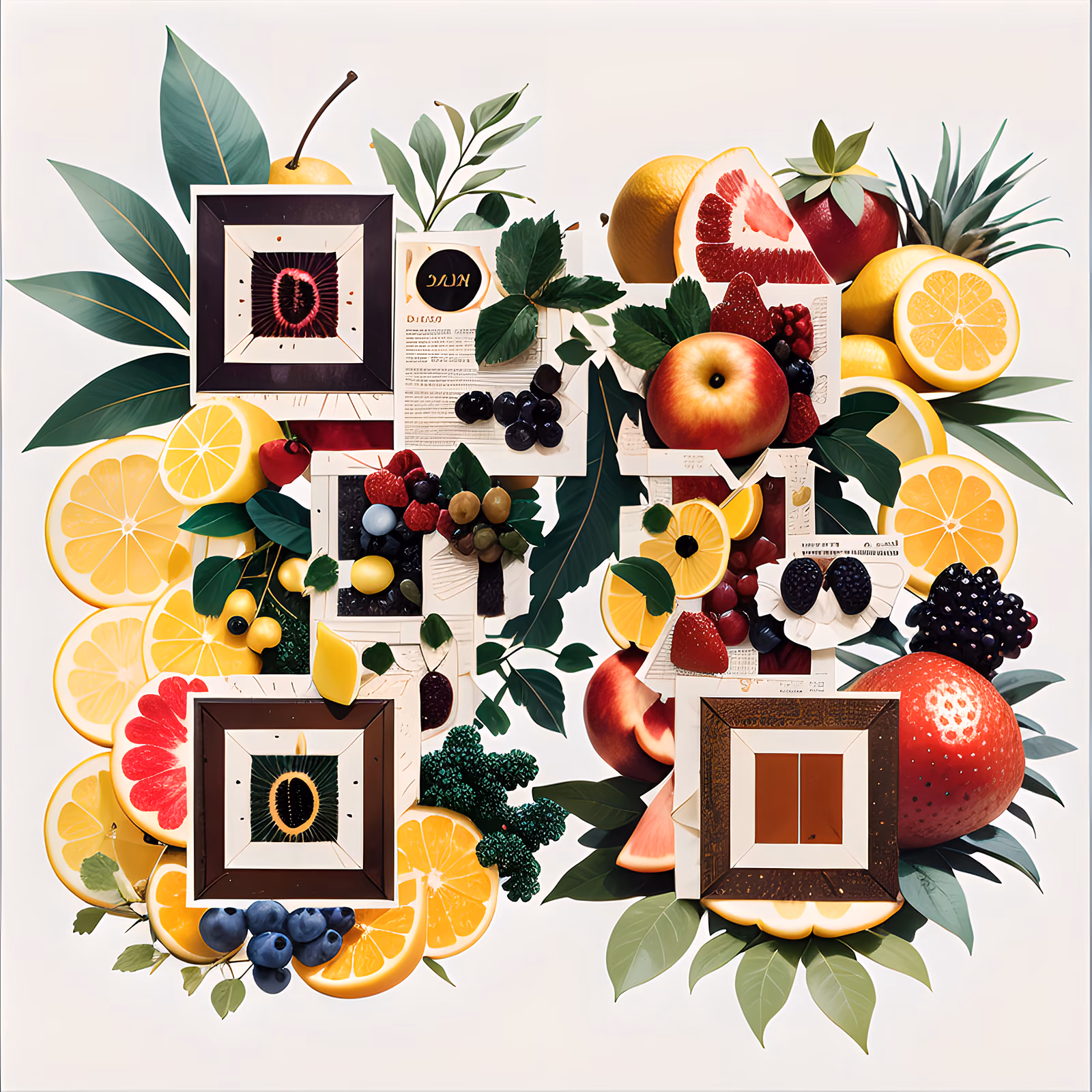 Citrus and Berry Fruit Collage QR Code for Packaging — image 1