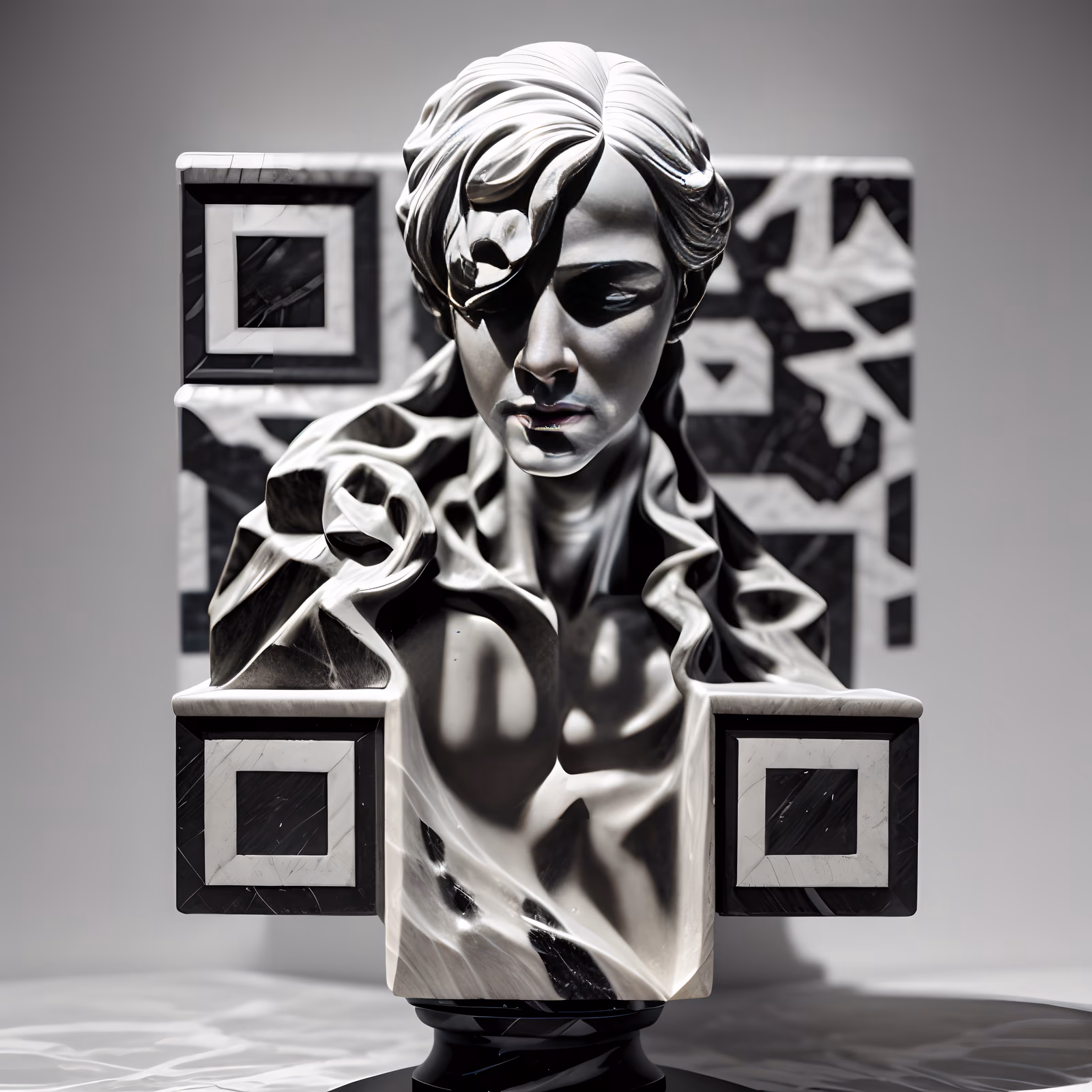 Marble Bust Sculpture QR Code Art — image 1
