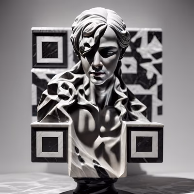 Marble Bust Sculpture QR Code Art — image 1