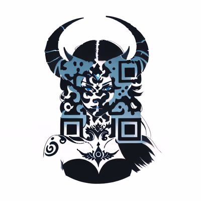 Horned Demon Woman Tattoo QR Code for Temporary Tattoos — image 1