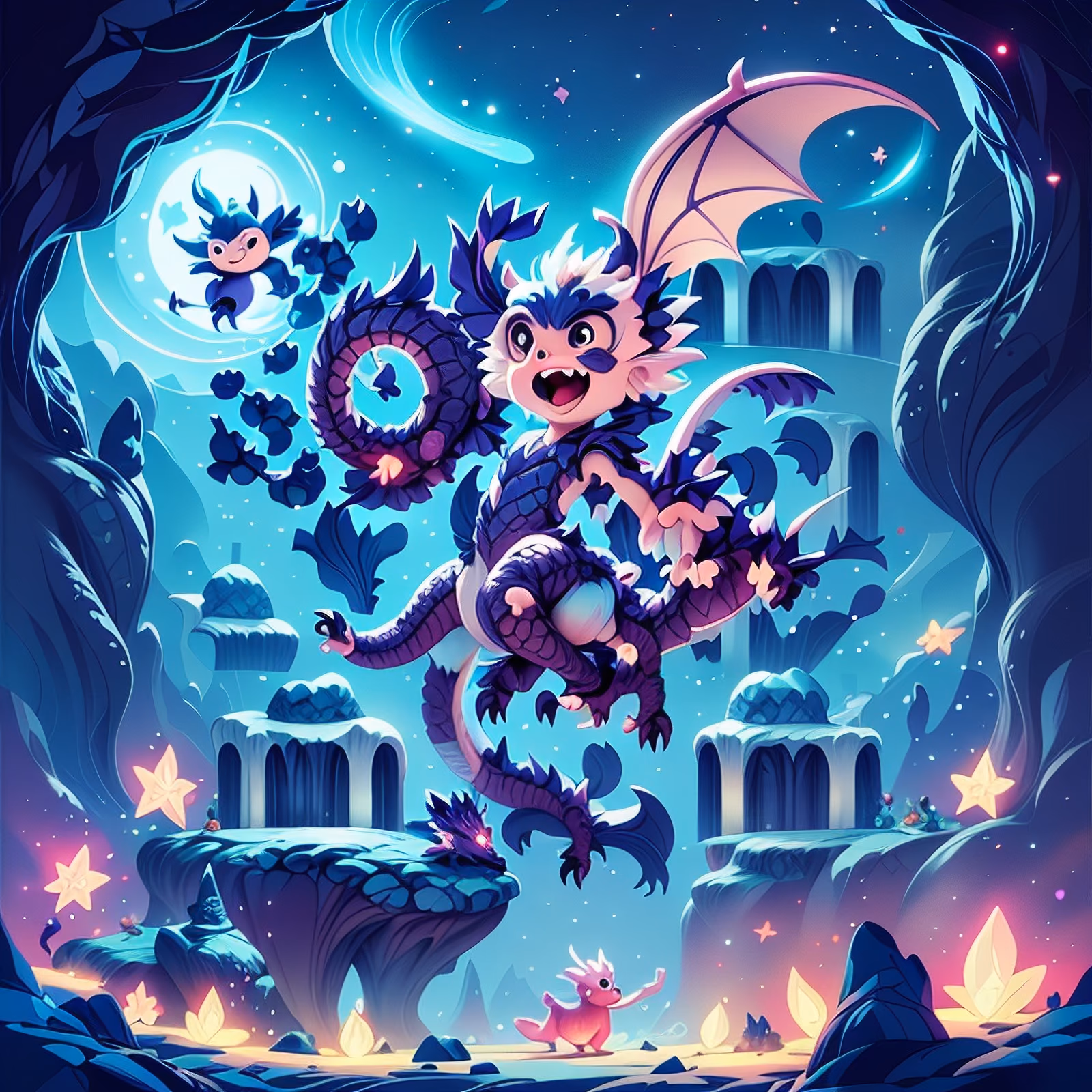 Playful Dragon Cave Fantasy QR Code for Book Covers — image 1