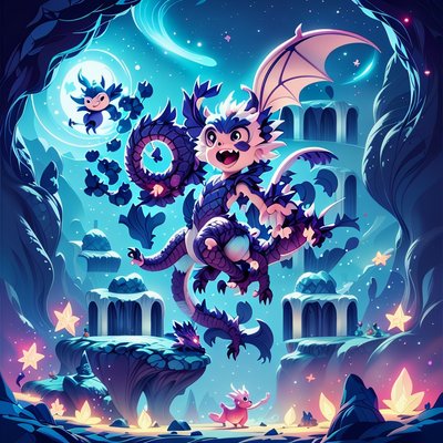 Playful Dragon Cave Fantasy QR Code for Book Covers