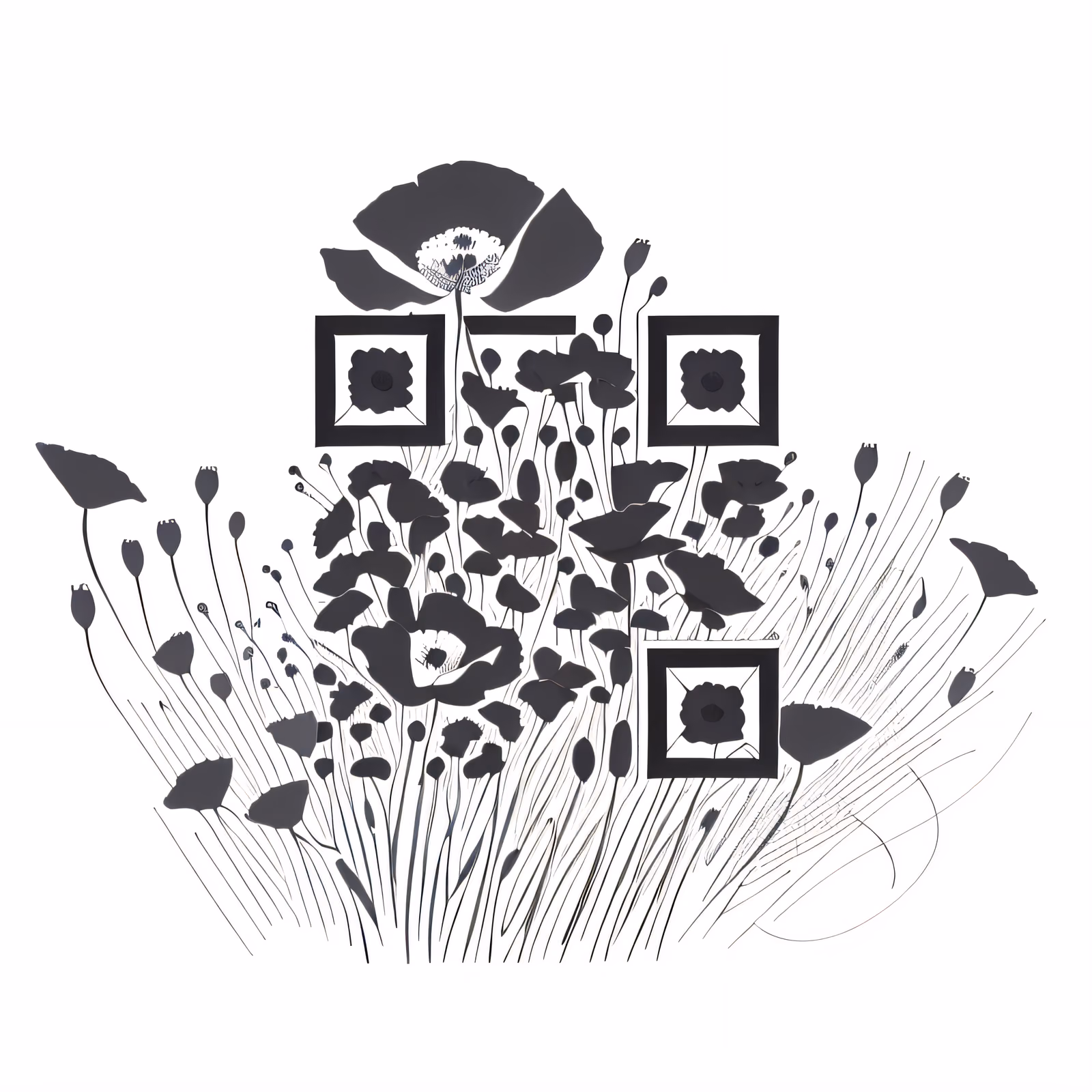 Poppy Field Ink Tattoo QR Code for Temporary Tattoos — image 1