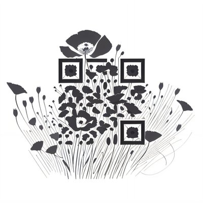 Poppy Field Ink Tattoo QR Code for Temporary Tattoos