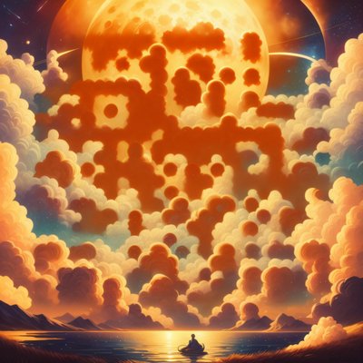 Giant Moon Over Lake Painting QR Code for Posters