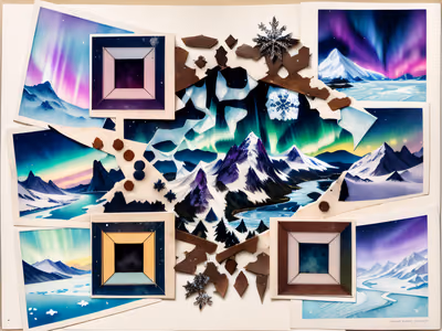 Northern Lights Mountain Collage QR Code Art — image 1