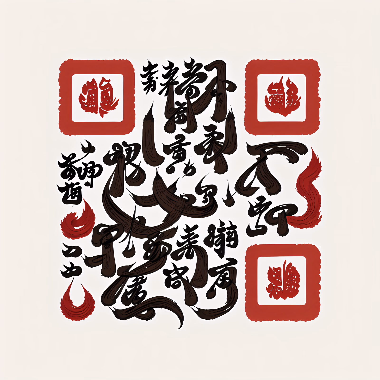 红印毛笔书法二维码艺术设计 — 图片 1