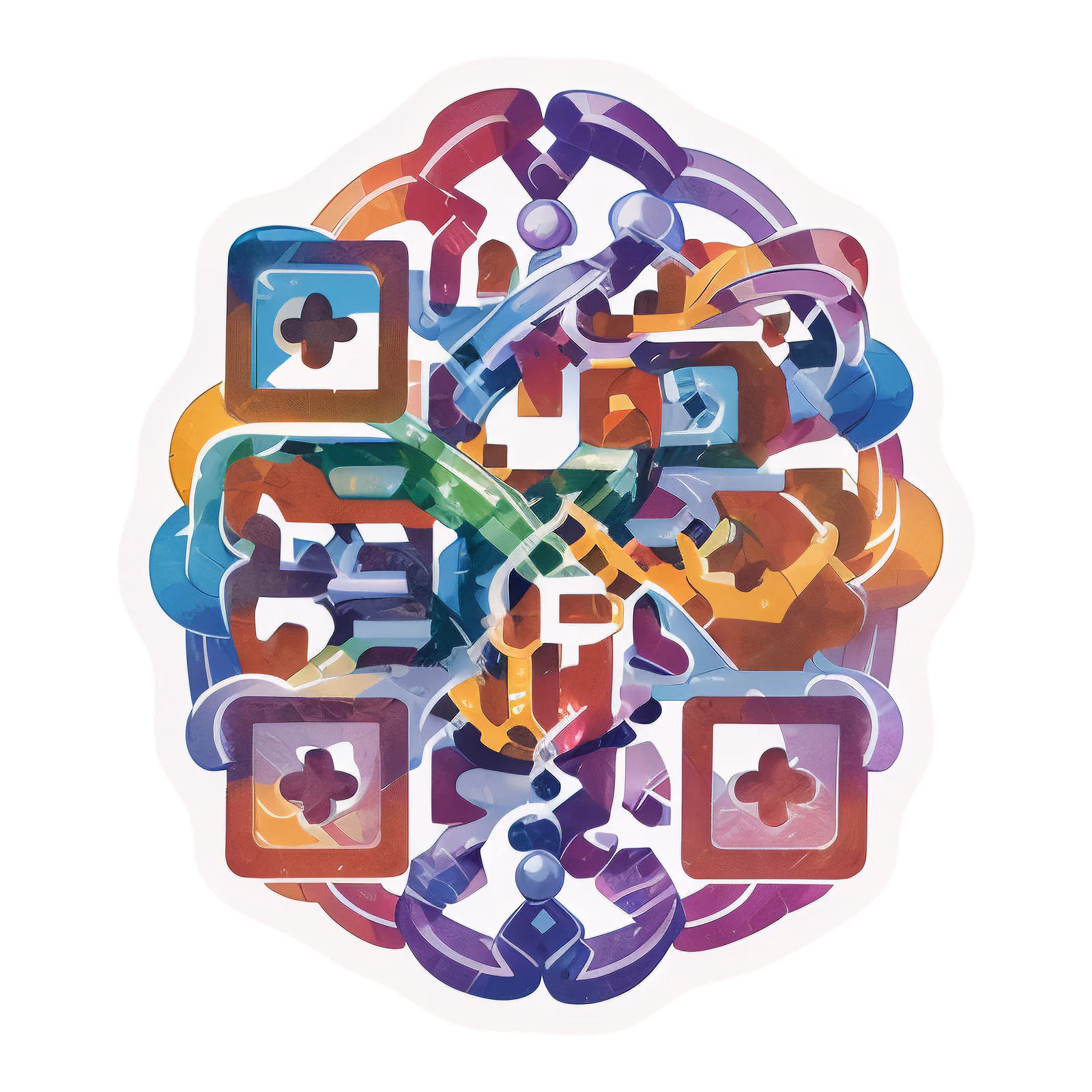Interlaced Ribbon Knot Vector QR Code for Stickers — image 1