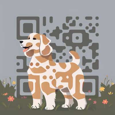 Spotted Dog Wildflowers Flat Vector QR Code for Stickers — image 1