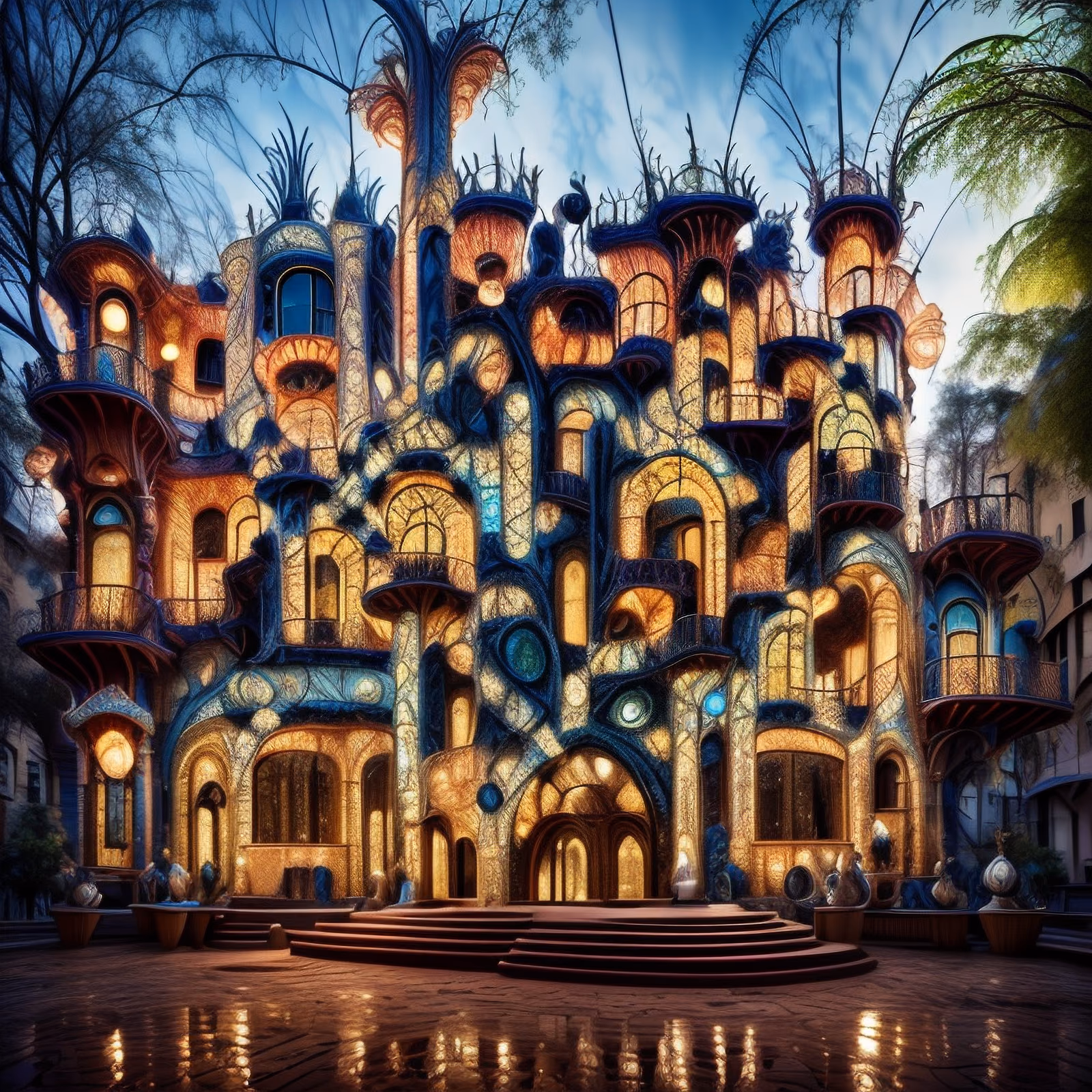 Ornate Art Nouveau Building Fantasy QR Code Art — image 1
