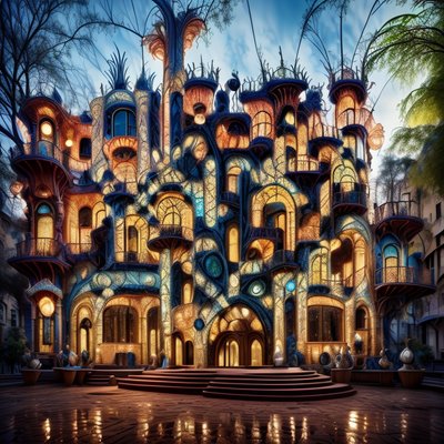Ornate Art Nouveau Building Fantasy QR Code Art