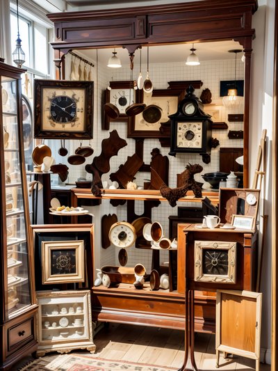 Antique Shop Clocks Photorealistic QR Code for Storefront Displays