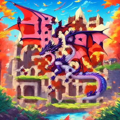 Purple Dragon Over Autumn Castle QR Code for Posters — image 1