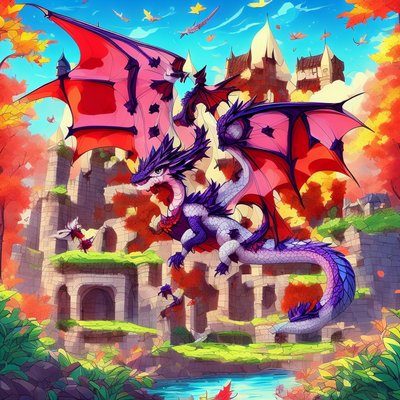 Purple Dragon Over Autumn Castle QR Code for Posters