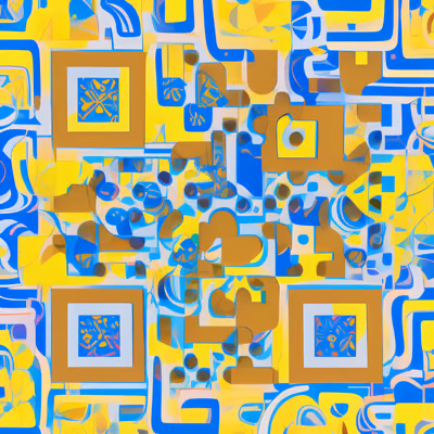 Жёлто-синий абстрактный узор: QR-код для упаковки — изображение 1