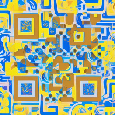 Yellow Blue Abstract Pattern QR Code for Packaging