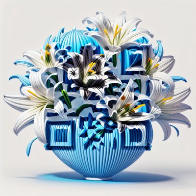 White Lily Bouquet 3D QR Code Art