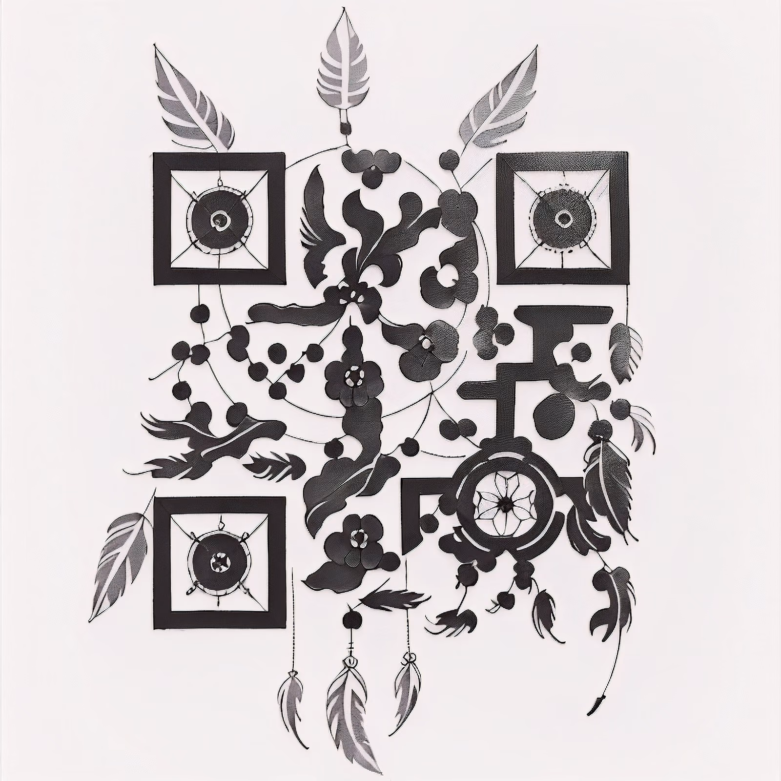 Dreamcatcher Feather Tattoo QR Code for Temporary Tattoos — image 1