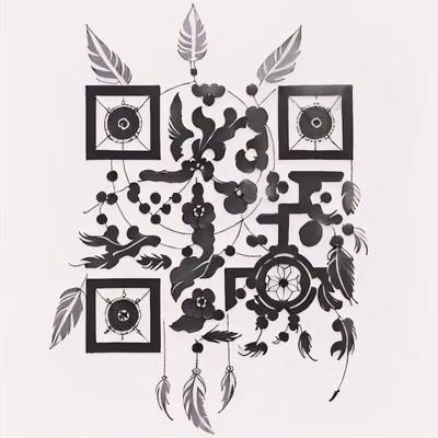 Dreamcatcher Feather Tattoo QR Code for Temporary Tattoos — image 1