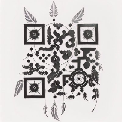 Dreamcatcher Feather Tattoo QR Code for Temporary Tattoos
