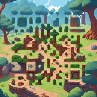Pixel Forest Game World QR Code Poster