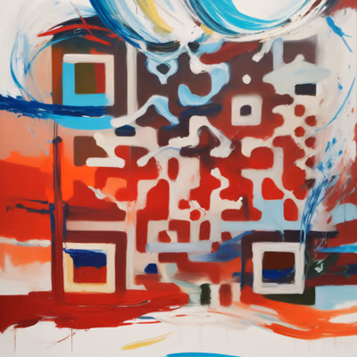 Red Blue Brush Stroke Painting QR Code Art — image 1