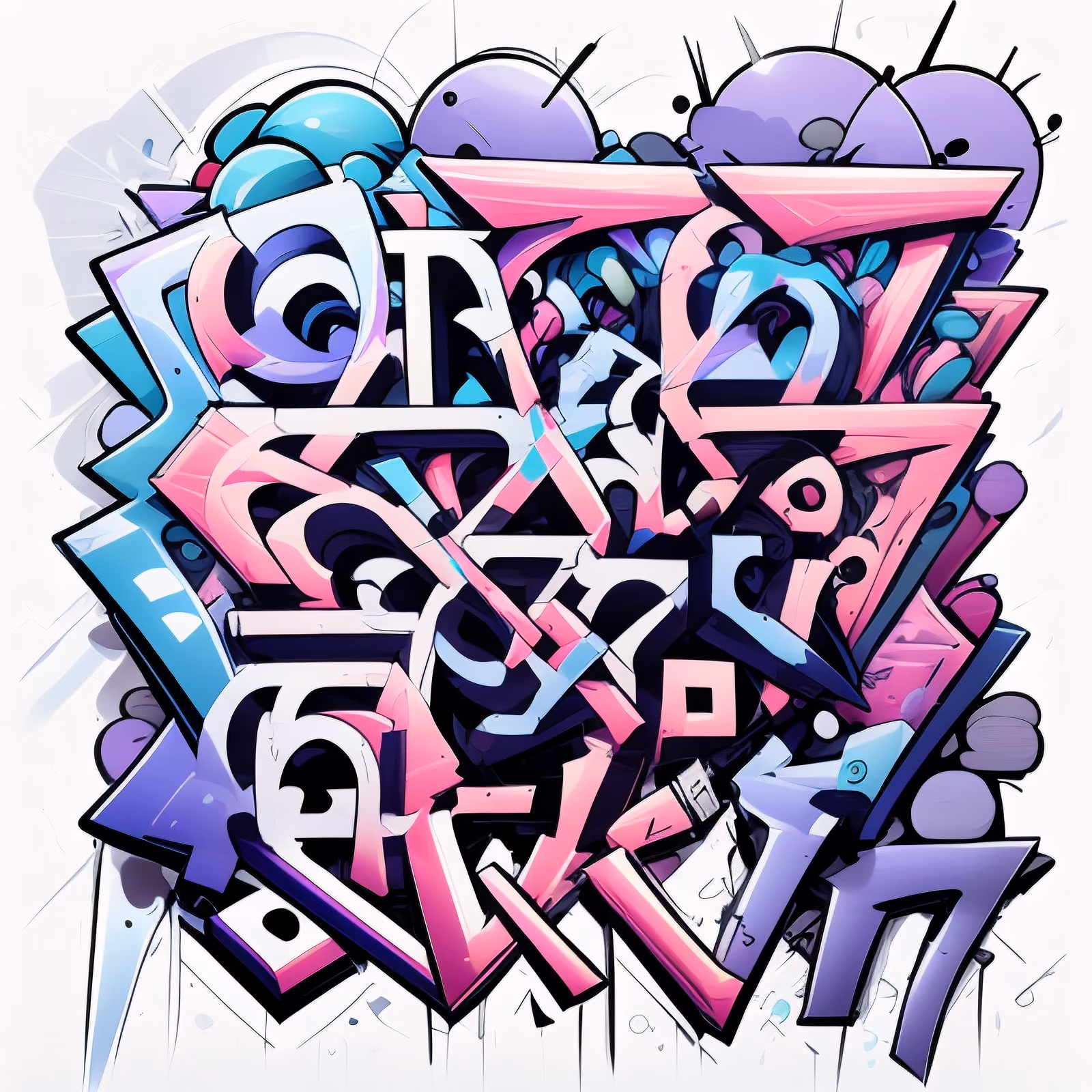 Pastel Graffiti Lettering Abstract QR Code for Stickers — image 1