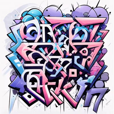 Pastel Graffiti Lettering Abstract QR Code for Stickers — image 1