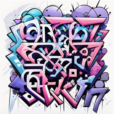Pastel Graffiti Lettering Abstract QR Code for Stickers