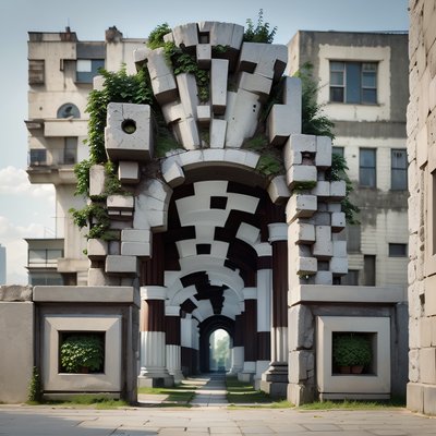 Ancient Stone Archway Photoreal QR Code Art