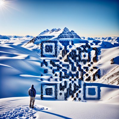 Snowy Mountain Hiker Photo QR Code for Posters