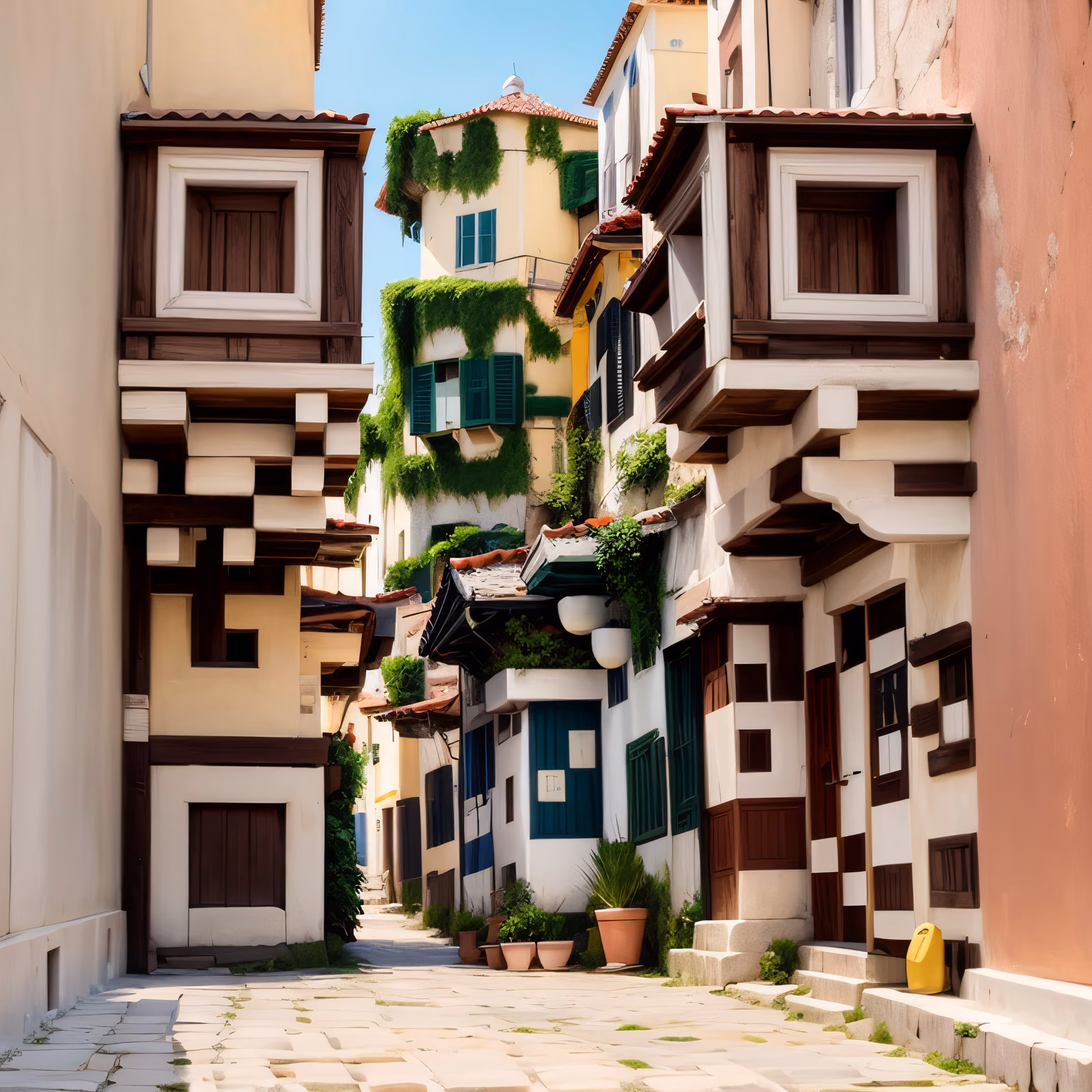 Greek Cobblestone Street Photorealistic QR Code for Posters — image 1