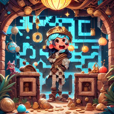 Cute Mummy Treasure Dungeon Cartoon QR Code Art