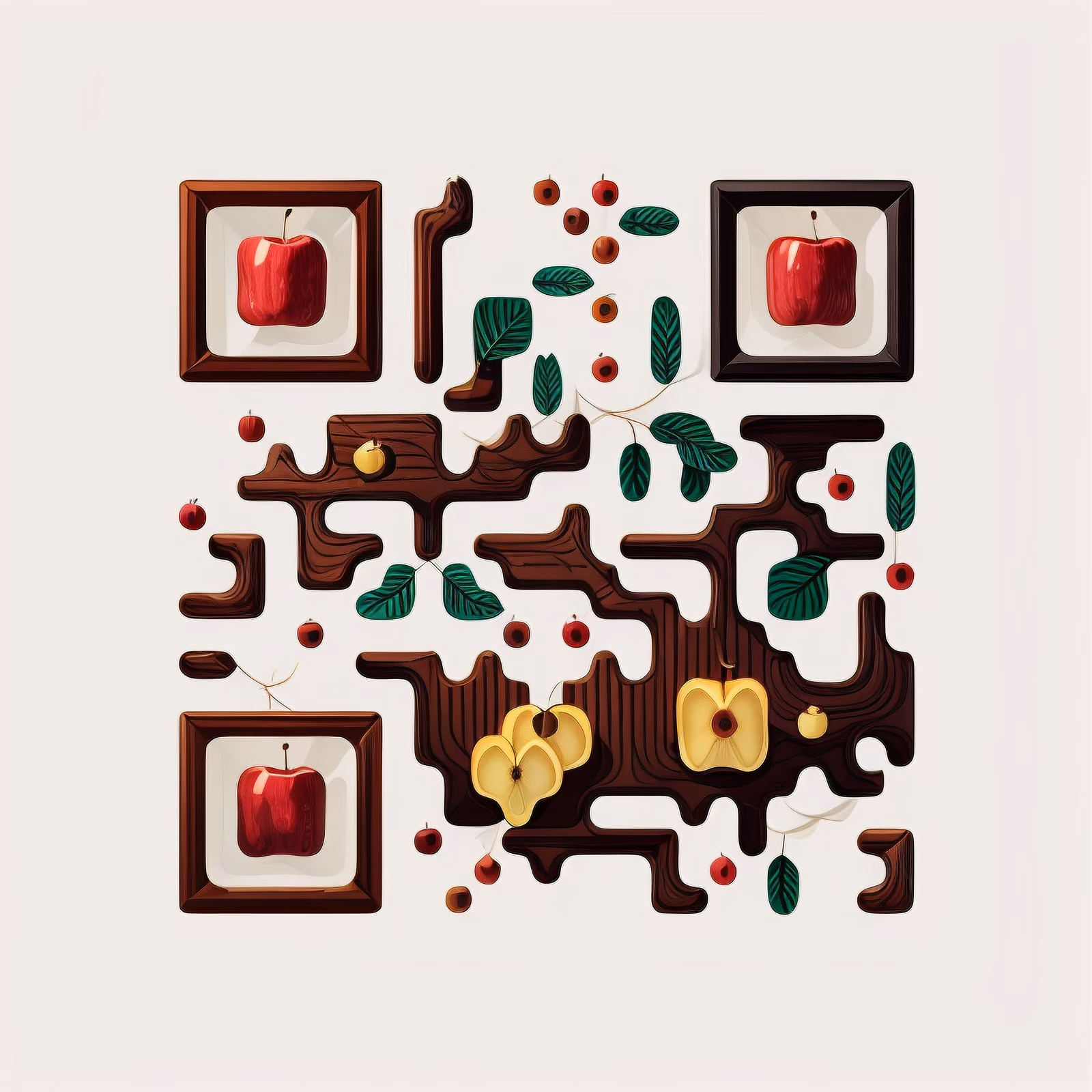 Apples and Leaves Vector QR Code for Packaging — image 1