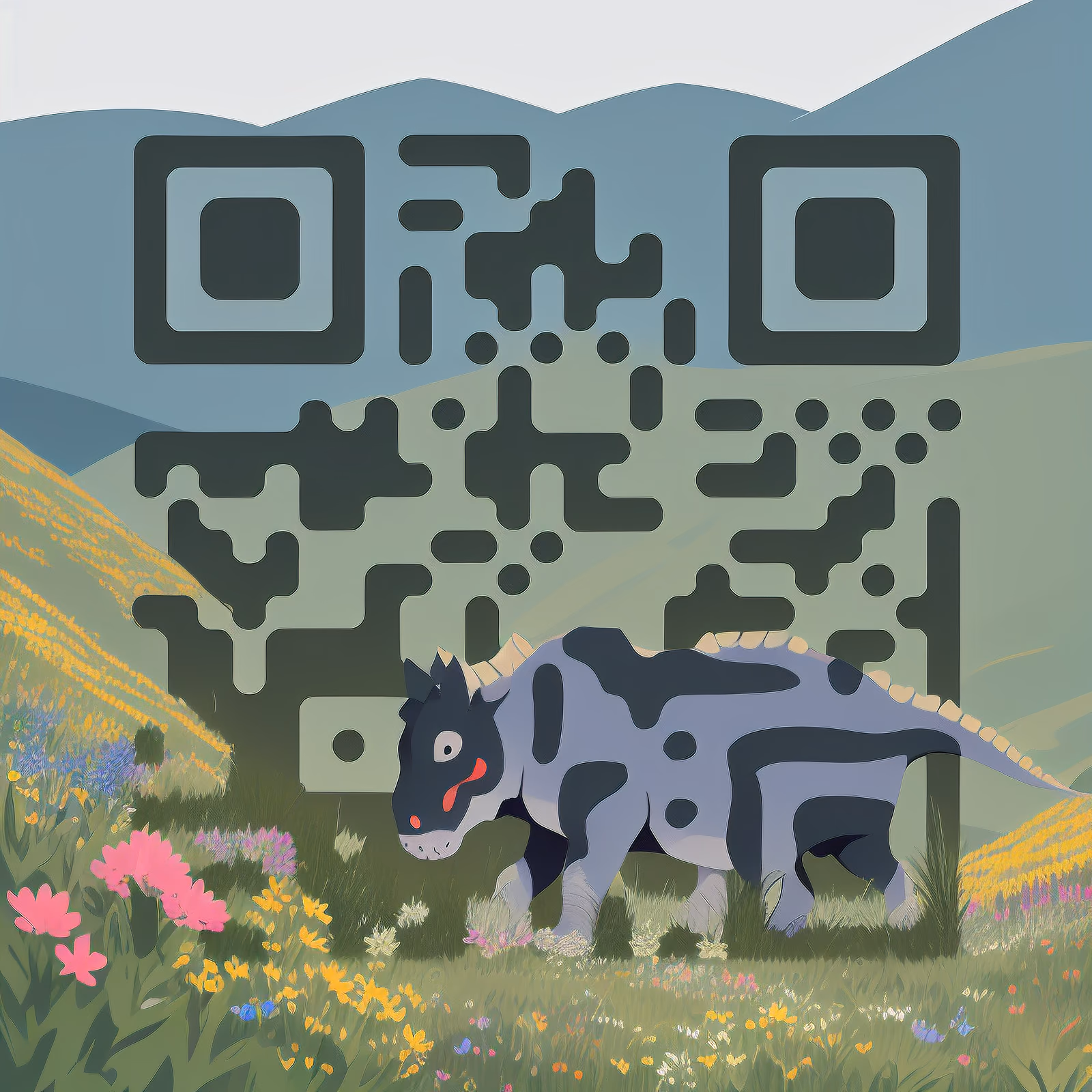 Triceratops Meadow Vector QR Code for Book Covers — image 1
