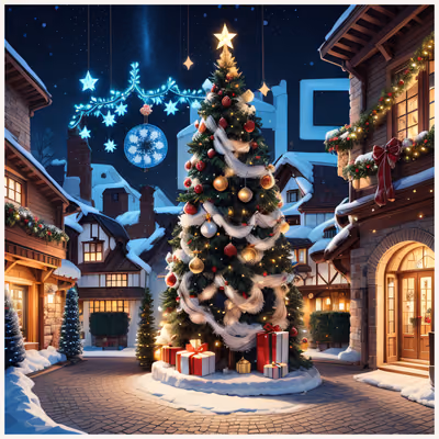 Christmas Tree Village Square QR Code for Greeting Cards — image 1