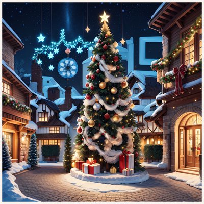 Christmas Tree Village Square QR Code for Greeting Cards