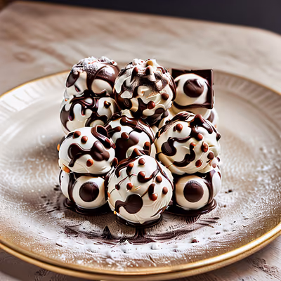 Chocolate Ice Cream Balls Photorealistic QR Code for Restaurant Menus — image 1